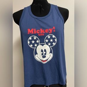 Disney Mickey! USA graphic tank top, navy blue racer back, girls size XL